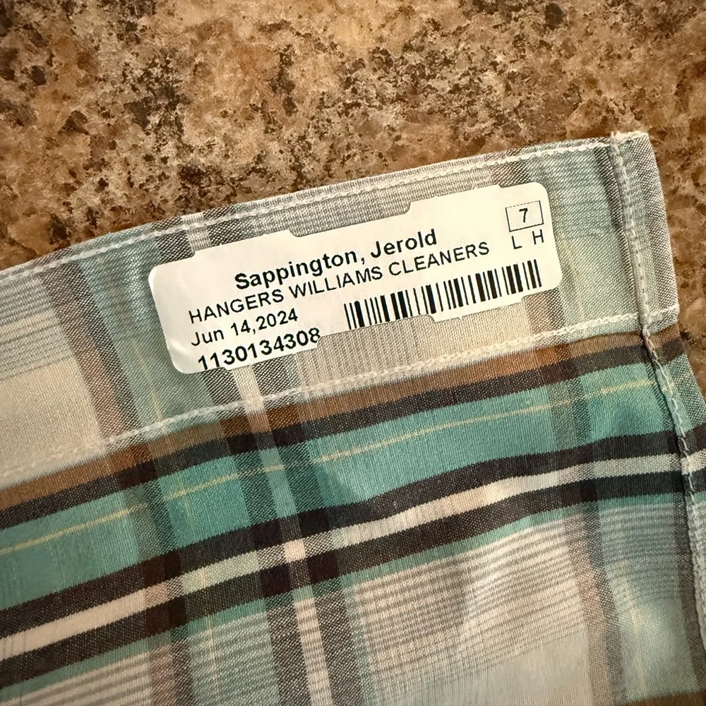 The North Face Men's Blue and White Plaid Shirt